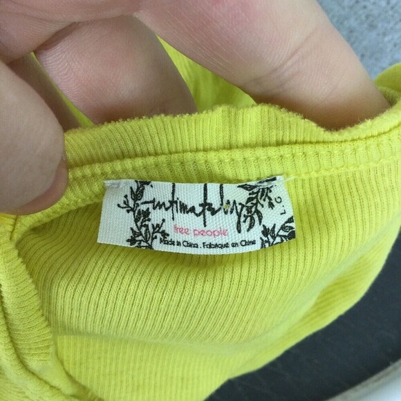 Free People Up Late Yellow Crop Top & Ivory Floral Shorts Pajama Set Size Large - Picture 10 of 11